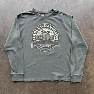 Men's Harley Davidson Olive Green Long Sleeve Thermal Shirt Size XL